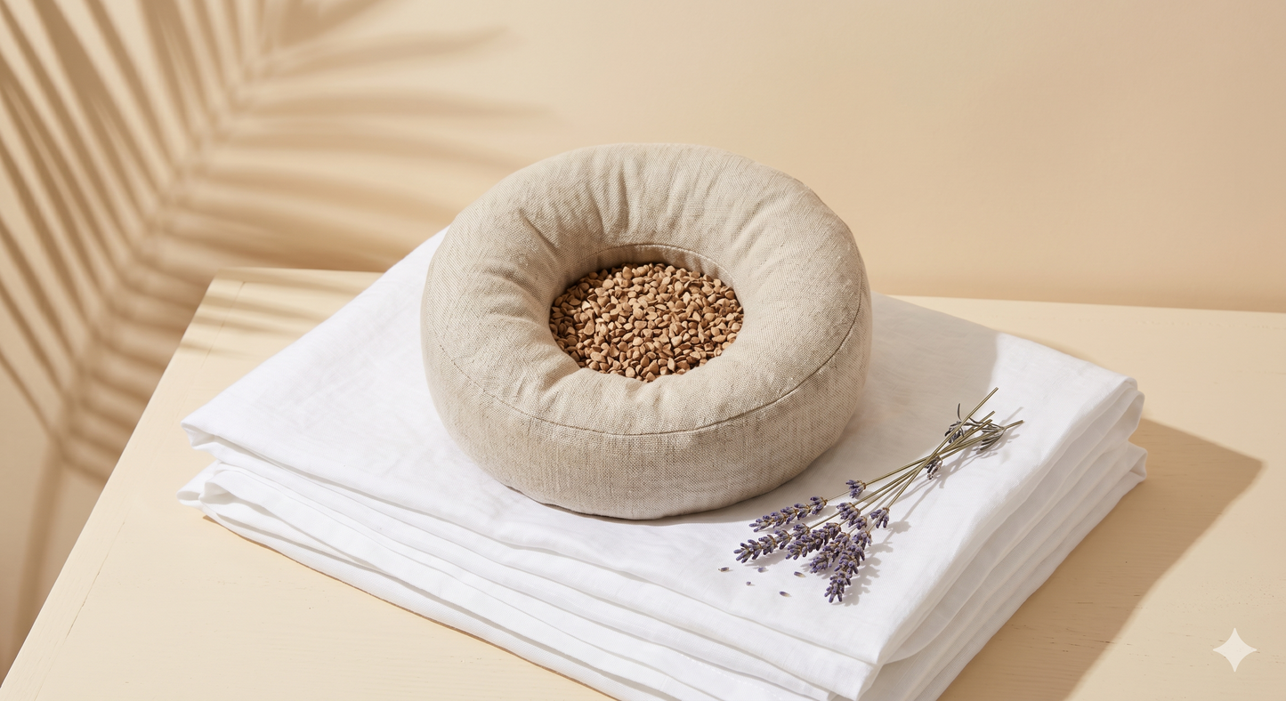 Almohadas cilíndricas de trigo sarraceno transpirables, almohada correctora de tracción para la columna cervical, para alivio del dolor de cuello