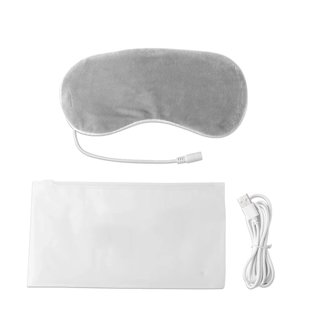 Mascarilla para ojos con calefacción, USB, reutilizable, con los ojos vendados, parche para dormir, alivio de la fatiga, alivio del sueño, ojeras, envejecimiento
