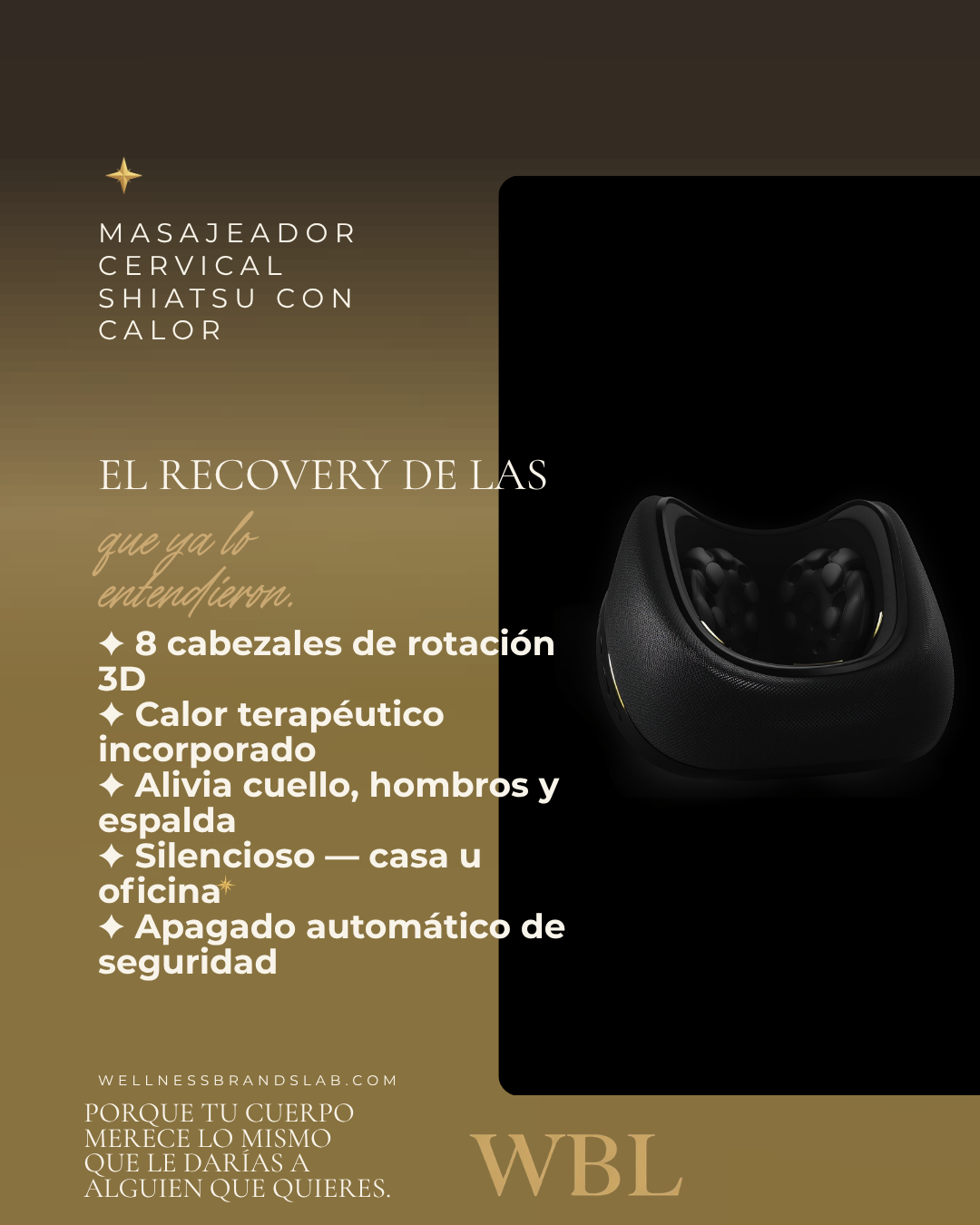 Masajeador Cervical Shiatsu con Calor | Alivio Cuello y Hombros |  Recovery Real para Mujeres España
