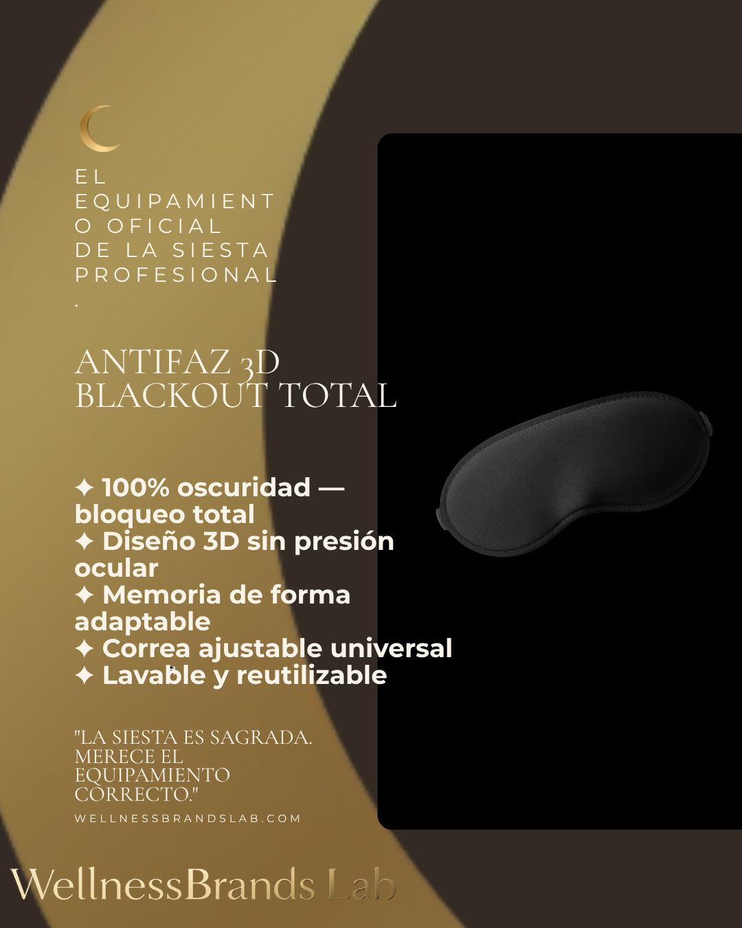 Antifaz para Dormir - Antifaz 3D Transpirable, Suave y Cómodo, Bloquea la Luz, Alivia el Insomnio, Correa Ajustable