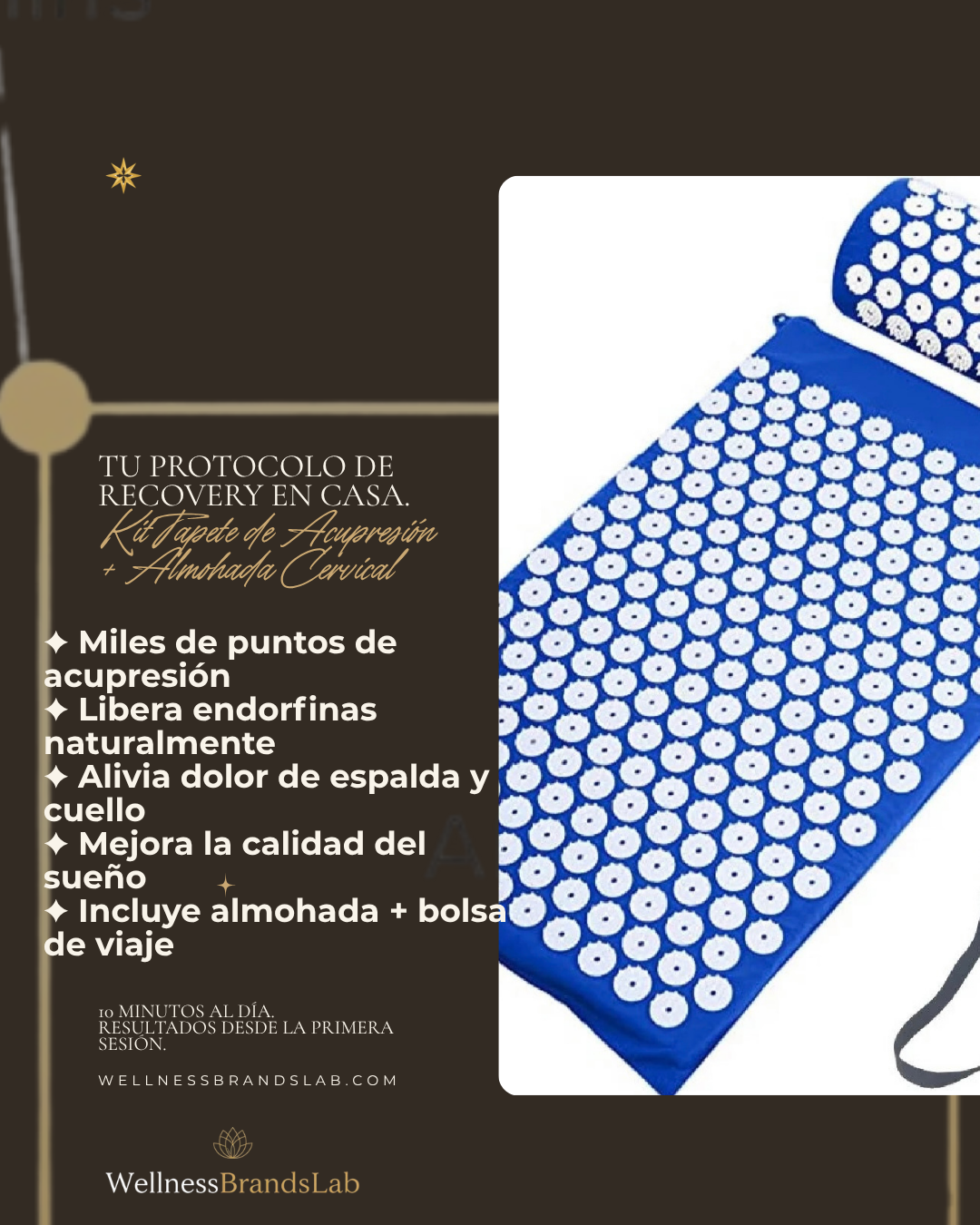 Kit Tapete Acupresión con Almohada 
Cervical | Recovery y Relajación Profunda | 
Bienestar Mujer España"