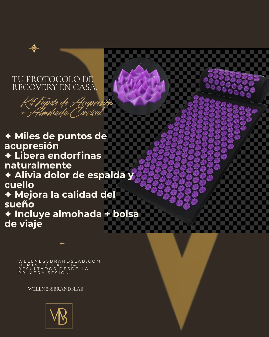 Kit Tapete Acupresión premium con Almohada 
Cervical | Recovery y Relajación Profunda | 
Bienestar Mujer España"