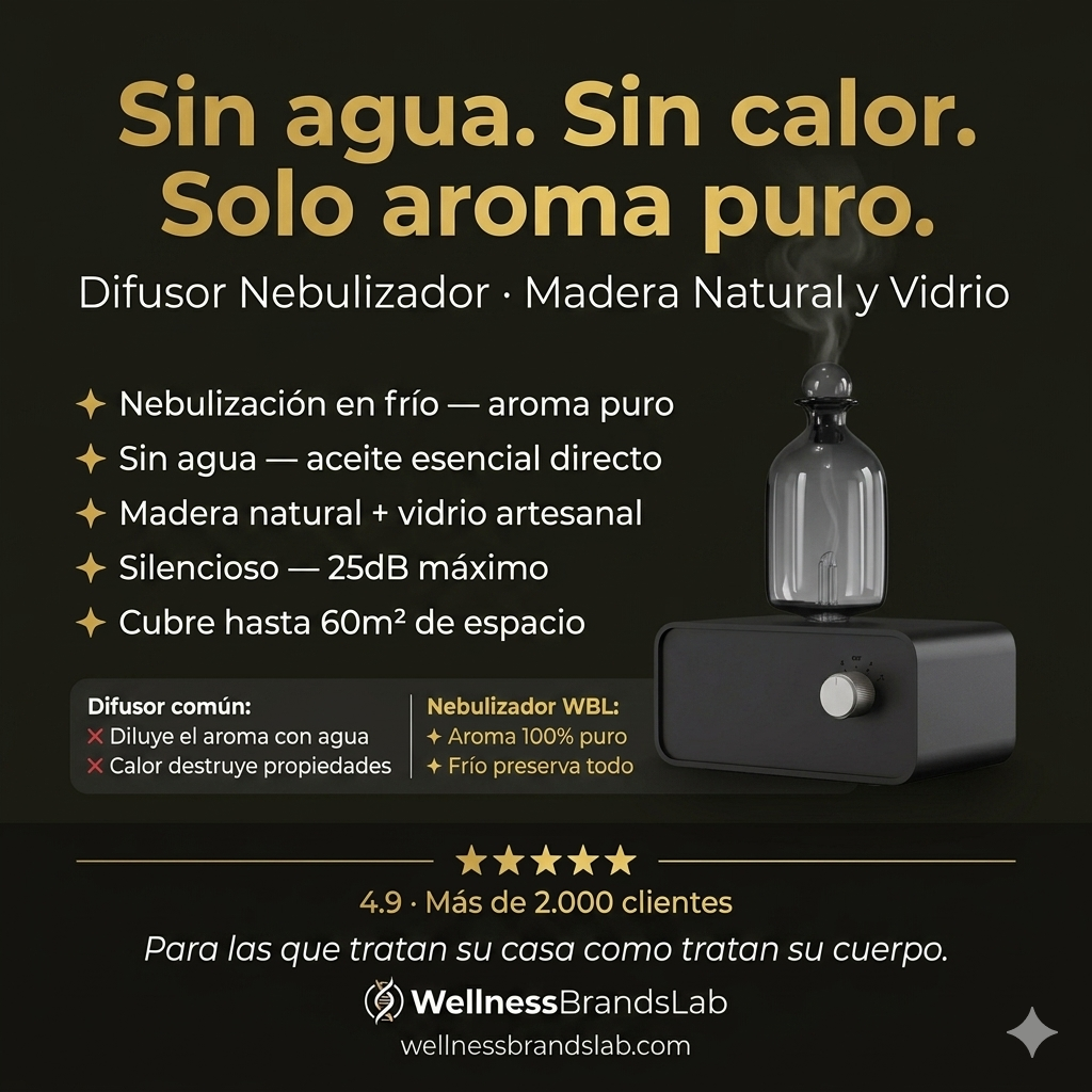 Difusores nebulizadores de aceites esenciales para aromaterapia, difusor de aceites de madera y vidrio con pilas para el hogar y la Oficina