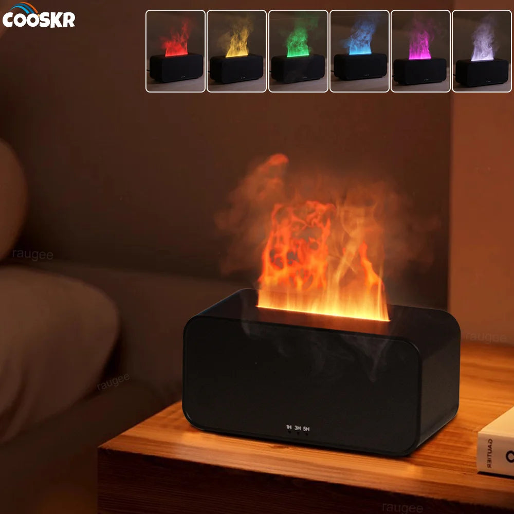 Difusor de Aroma de aire, humidificador de aceites esenciales, Mini llama, difusor de fragancia automático, humidificador para el hogar con luz LED