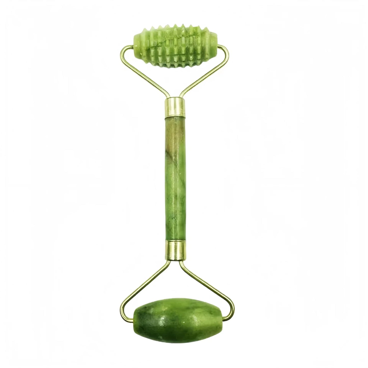 Masajeador de rodillo de jade Natural, tabla de raspado, rodillo de masaje de pies, levantamiento facial y piedra de jade raspadora de doble cabeza antiarrugas