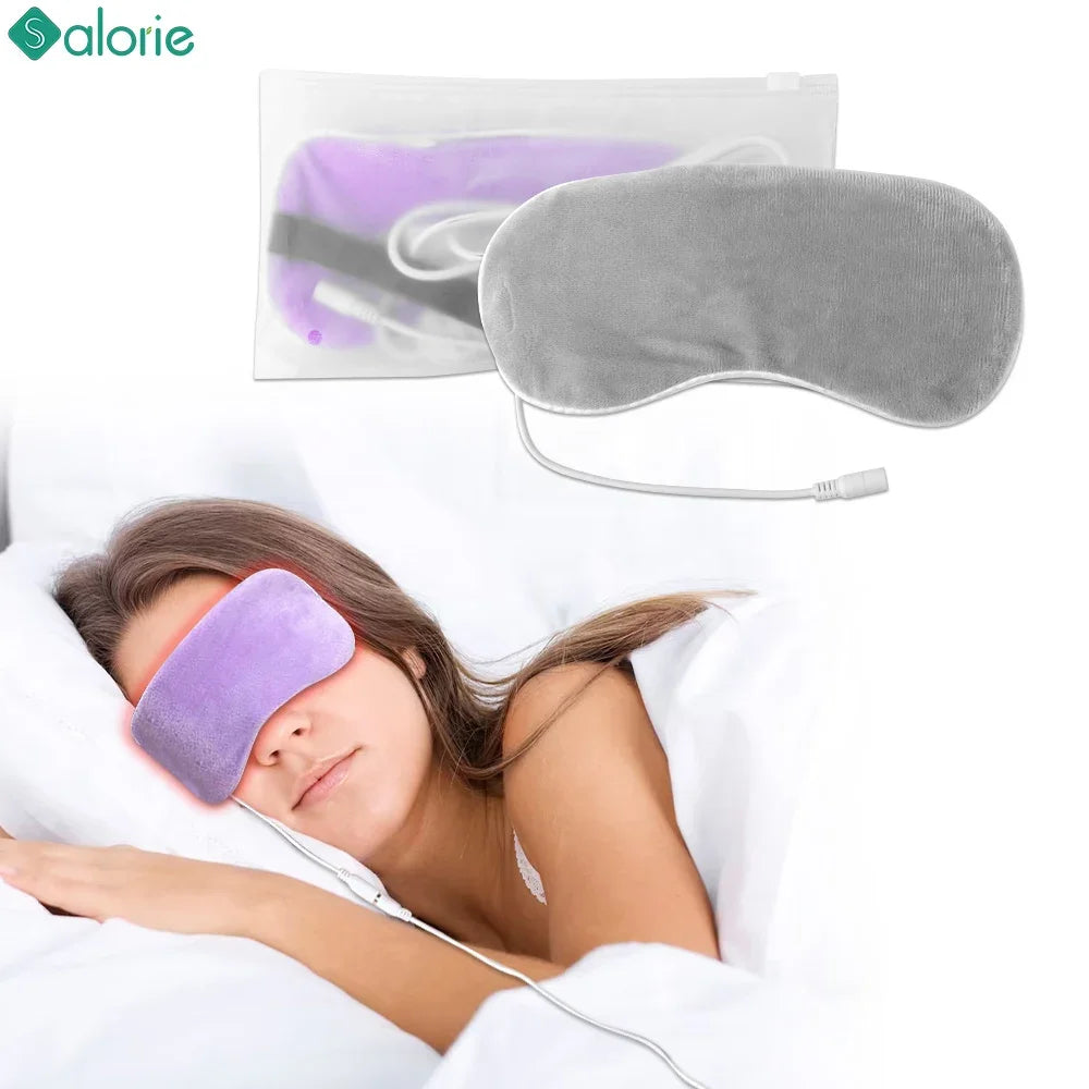 Mascarilla para ojos con calefacción, USB, reutilizable, con los ojos vendados, parche para dormir, alivio de la fatiga, alivio del sueño, ojeras, envejecimiento