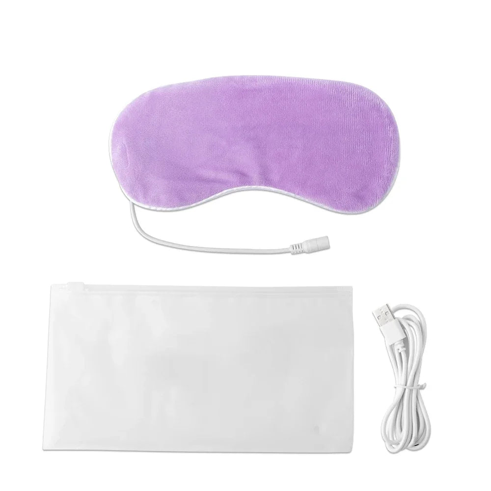 Mascarilla para ojos con calefacción, USB, reutilizable, con los ojos vendados, parche para dormir, alivio de la fatiga, alivio del sueño, ojeras, envejecimiento